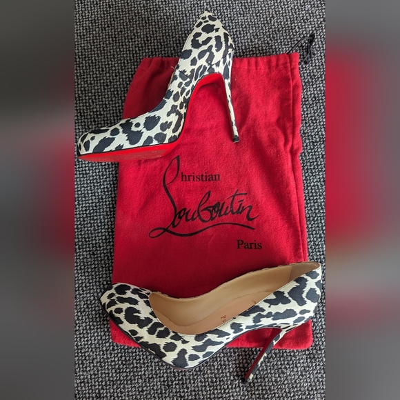 LOUBOUTIN FIFI 100 LEOPARD PRINT Sz 38 PUMPS/HEELS - Worn Once - Picture 3 of 7